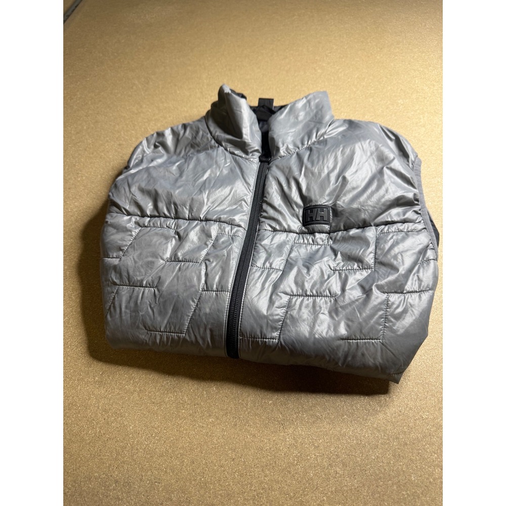 Helly Hansen Lifaloft Insulated Vest Mens Small Silver Gray Primaloft Puffer HH